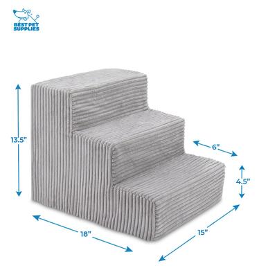 Show full view: Best Pet Supplies Corduroy & Foam Cat & Dog Stairs, Gray, Small slide 2 of 6