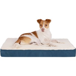 Best Pet Supplies Cute Orthopedic Bolster Dog & Cat Mat Bed, Blue, Large