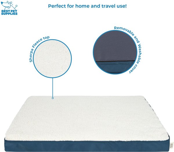 Show full view: Best Pet Supplies Cute Orthopedic Bolster Dog & Cat Mat Bed, Blue, Medium slide 2 of 8