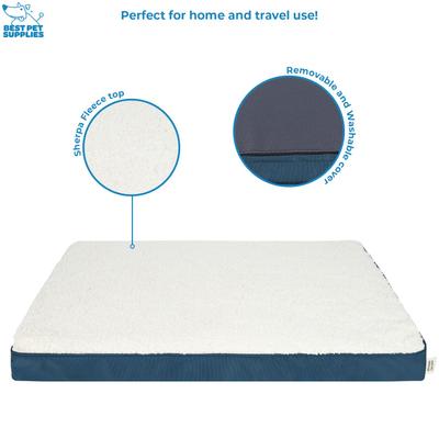 Show full view: Best Pet Supplies Cute Orthopedic Bolster Dog & Cat Mat Bed, Blue, Medium slide 2 of 8
