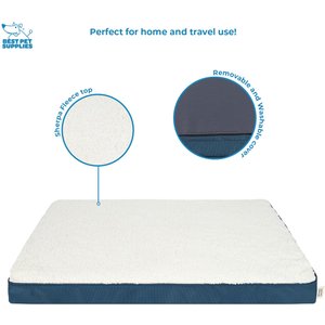 Best Pet Supplies Cute Orthopedic Bolster Dog & Cat Mat Bed, Blue, Small