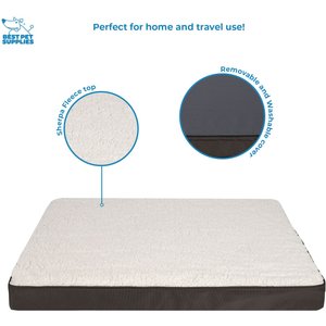 Best Pet Supplies Cute Orthopedic Bolster Dog & Cat Mat Bed, Brown, Large