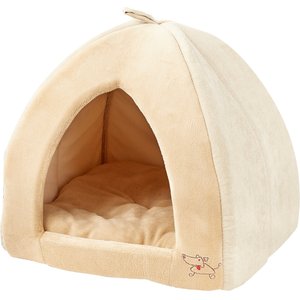 Best Pet Supplies Fleece Tent Covered Cat & Dog Bed, Tan, X-Large