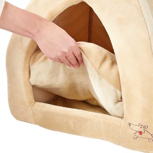 Best Pet Supplies Fleece Tent Covered Cat & Dog Bed, Tan, X-Large