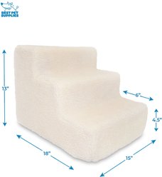 Best Pet Supplies Foam Cat & Dog Stairs, White Lambswool, 3-Step slide 2 of 6