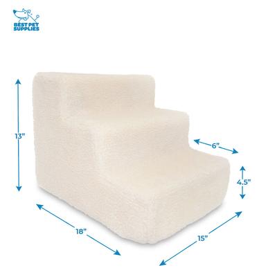 Show full view: Best Pet Supplies Foam Cat & Dog Stairs, White Lambswool, 3-Step slide 2 of 8