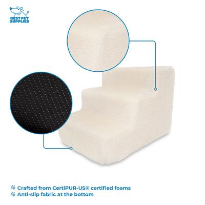 Show full view: Best Pet Supplies Foam Cat & Dog Stairs, White Lambswool, 3-Step slide 3 of 8