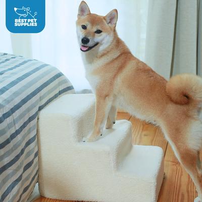 Show full view: Best Pet Supplies Foam Cat & Dog Stairs, White Lambswool, 3-Step slide 5 of 8
