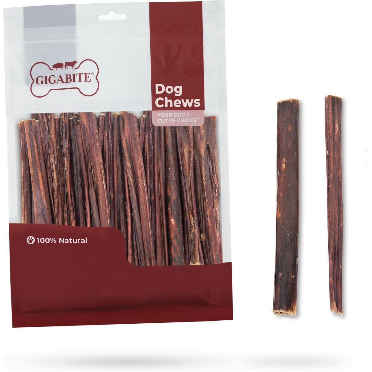 Best Pet Supplies GigaBite All-Natural Adult 6-inch Beef Gullet Jerky, Free-Range Beef Esophagus Sticks Jerky Dog Treats, 35 count