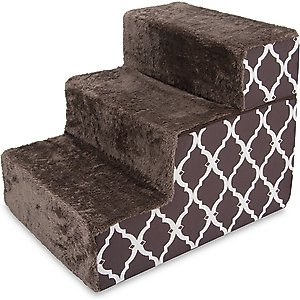 Best Pet Supplies Lattice Print Foldable Foam Cat & Dog Stairs, Chocolate Brown, Small