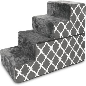 Best Pet Supplies Lattice Print Foldable Foam Cat & Dog Stairs, Dark Gray, Large