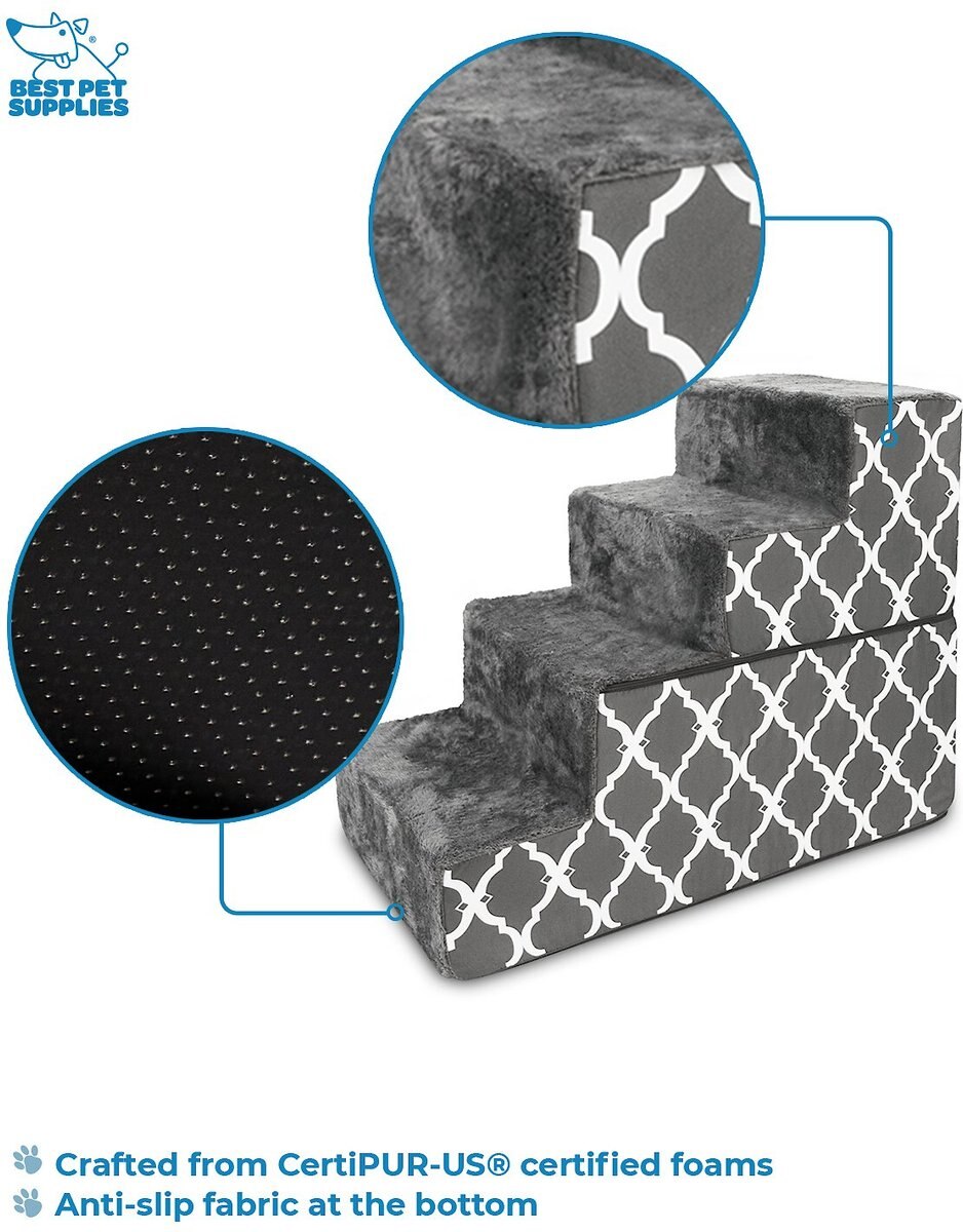 Best Pet Supplies Lattice Print Foldable Foam Cat & Dog Stairs