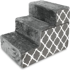 Best Pet Supplies Lattice Print Foldable Foam Cat & Dog Stairs, Dark Gray, Small