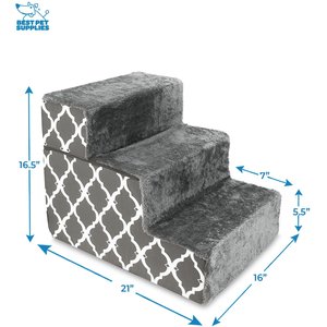 Best Pet Supplies Lattice Print Foldable Foam Cat & Dog Stairs, Dark Gray, Small