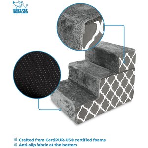 Best Pet Supplies Lattice Print Foldable Foam Cat & Dog Stairs, Dark Gray, Small