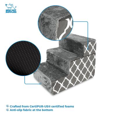 Show full view: Best Pet Supplies Lattice Print Foldable Foam Cat & Dog Stairs, Dark Gray, Small slide 3 of 6