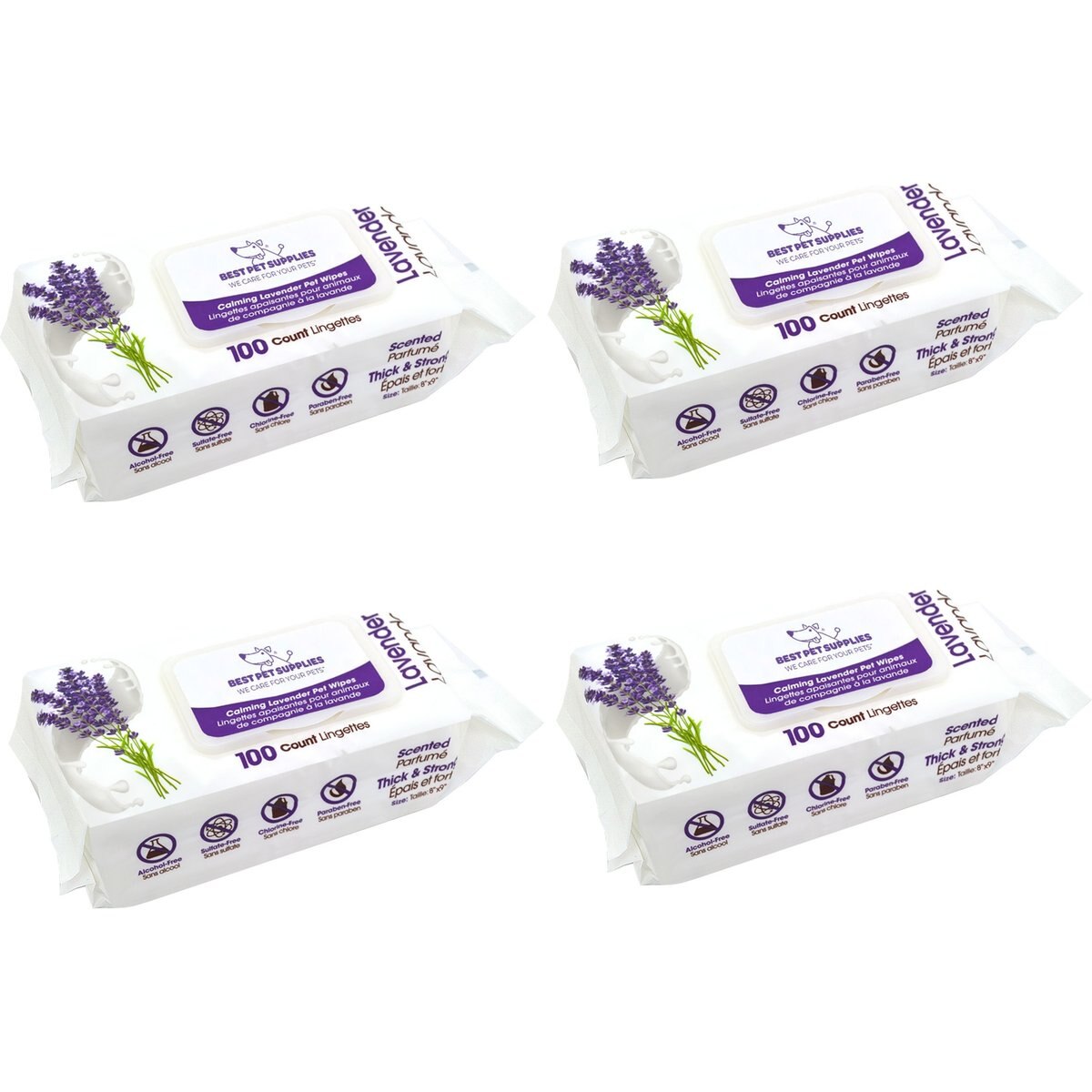 Best Pet Supplies Lavender-Scented Calming Cat & Dog Grooming Wipes, 400 count