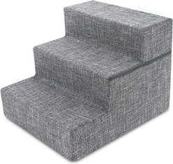 Best Pet Supplies Linen Covered Foam Foldable Cat & Dog Stairs, Gray, Small