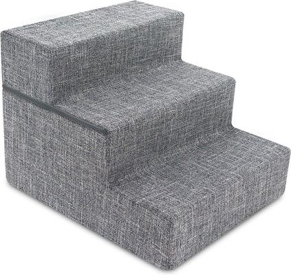 Show full view: Best Pet Supplies Linen Covered Foam Foldable Cat & Dog Stairs, Gray, Small slide 2 of 7