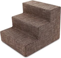Best Pet Supplies Linen & Foam Cat & Dog Stairs, Brown, Small