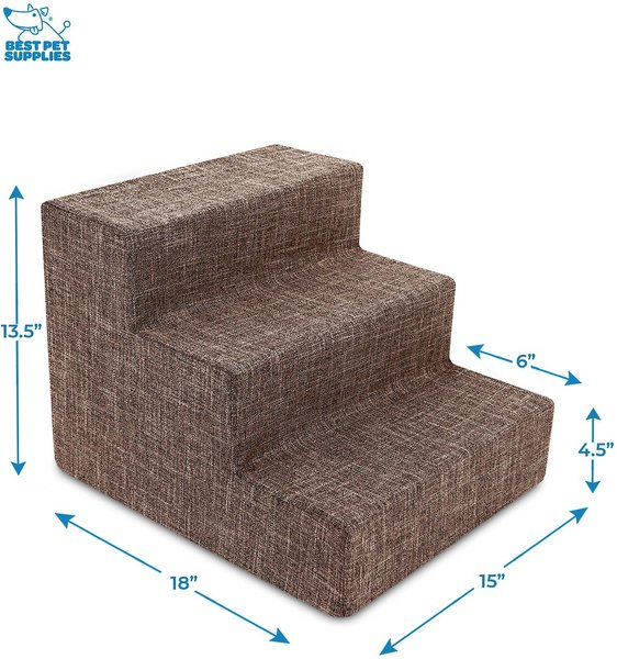 Show full view: Best Pet Supplies Linen & Foam Cat & Dog Stairs, Brown, Small slide 2 of 5
