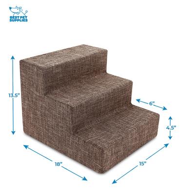 Show full view: Best Pet Supplies Linen & Foam Cat & Dog Stairs, Brown, Small slide 2 of 5