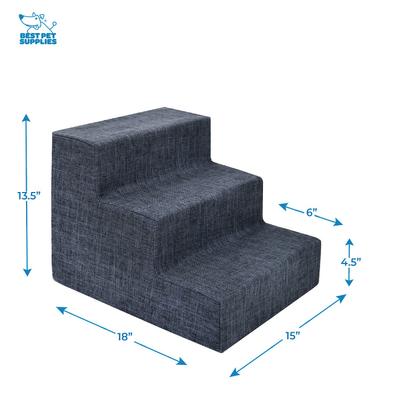 Show full view: Best Pet Supplies Linen & Foam Cat & Dog Stairs, Dark Gray, Small slide 3 of 7