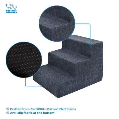 Show full view: Best Pet Supplies Linen & Foam Cat & Dog Stairs, Dark Gray, Small slide 4 of 7