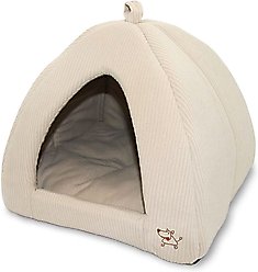 Best Pet Supplies Linen Tent Covered Cat & Dog Bed, Beige, X-Large