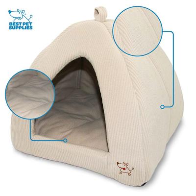 Best Pet Supplies Linen Tent Covered Cat & Dog Bed