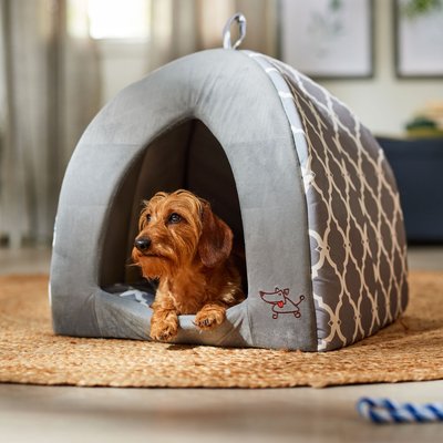 Best Pet Supplies Best Pet Supplies Linen Tent Covered Cat & Dog Bed, Gray Lattice, X-Large