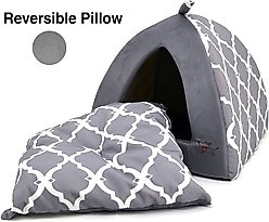 Best Pet Supplies Linen Tent Covered Cat & Dog Bed, Gray Lattice, X-Large slide 2 of 6