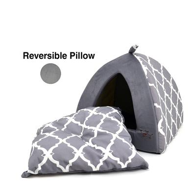 Show full view: Best Pet Supplies Linen Tent Covered Cat & Dog Bed, Gray Lattice, X-Large slide 2 of 7