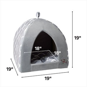 Best Pet Supplies Linen Tent Covered Cat & Dog Bed, Gray Lattice, X-Large