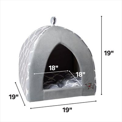 Show full view: Best Pet Supplies Linen Tent Covered Cat & Dog Bed, Gray Lattice, X-Large slide 3 of 7