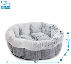 Best Pet Supplies Round Bolster Cat & Dog Bed, Light Gray, Large slide 2 of 4