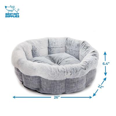 Show full view: Best Pet Supplies Round Bolster Cat & Dog Bed, Light Gray, Large slide 3 of 6