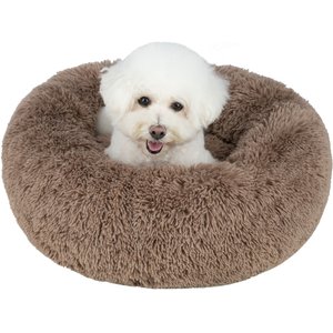 Best Pet Supplies Round Calming Bolster Dog & Cat Bed, Caramel, Large