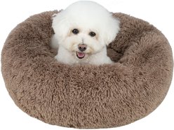 Best Pet Supplies Round Calming Bolster Dog & Cat Bed, Caramel, Medium