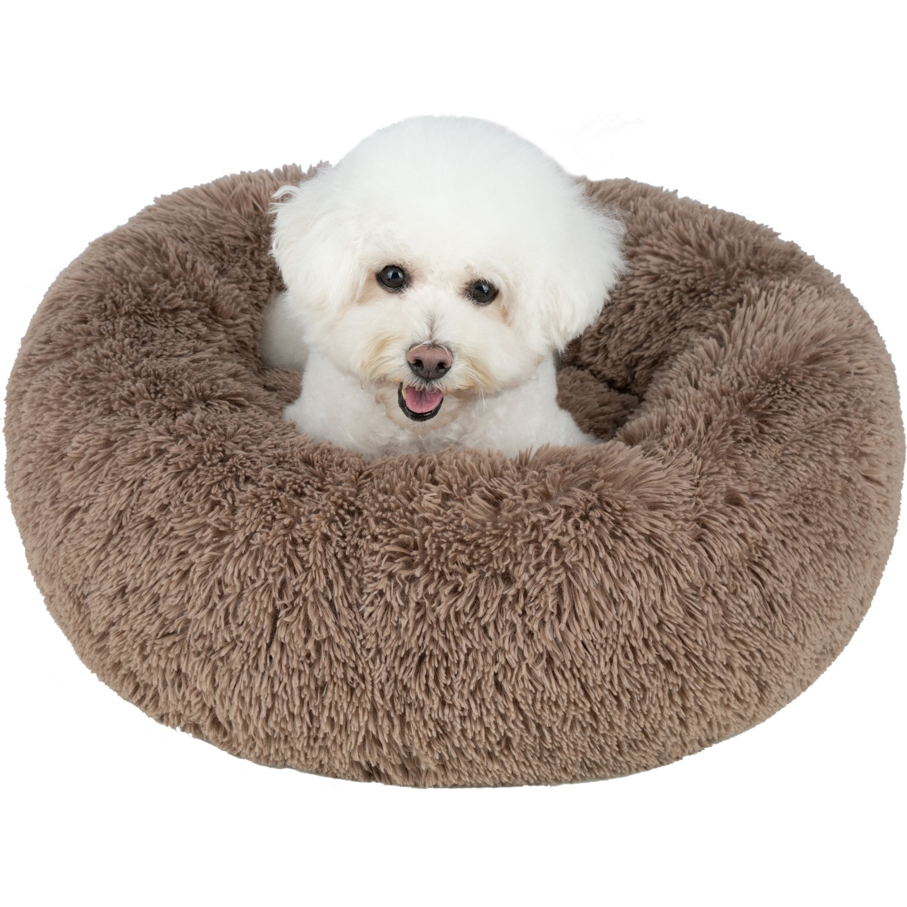 Best Pet Supplies Round Calming Bolster Dog & Cat Bed, Caramel, Medium
