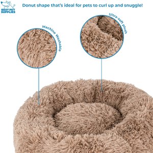 Best Pet Supplies Round Calming Bolster Dog & Cat Bed, Caramel, Small