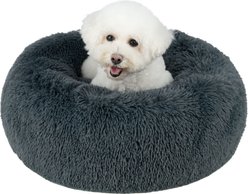 Best Pet Supplies Round Calming Bolster Dog & Cat Bed, Gray, Large