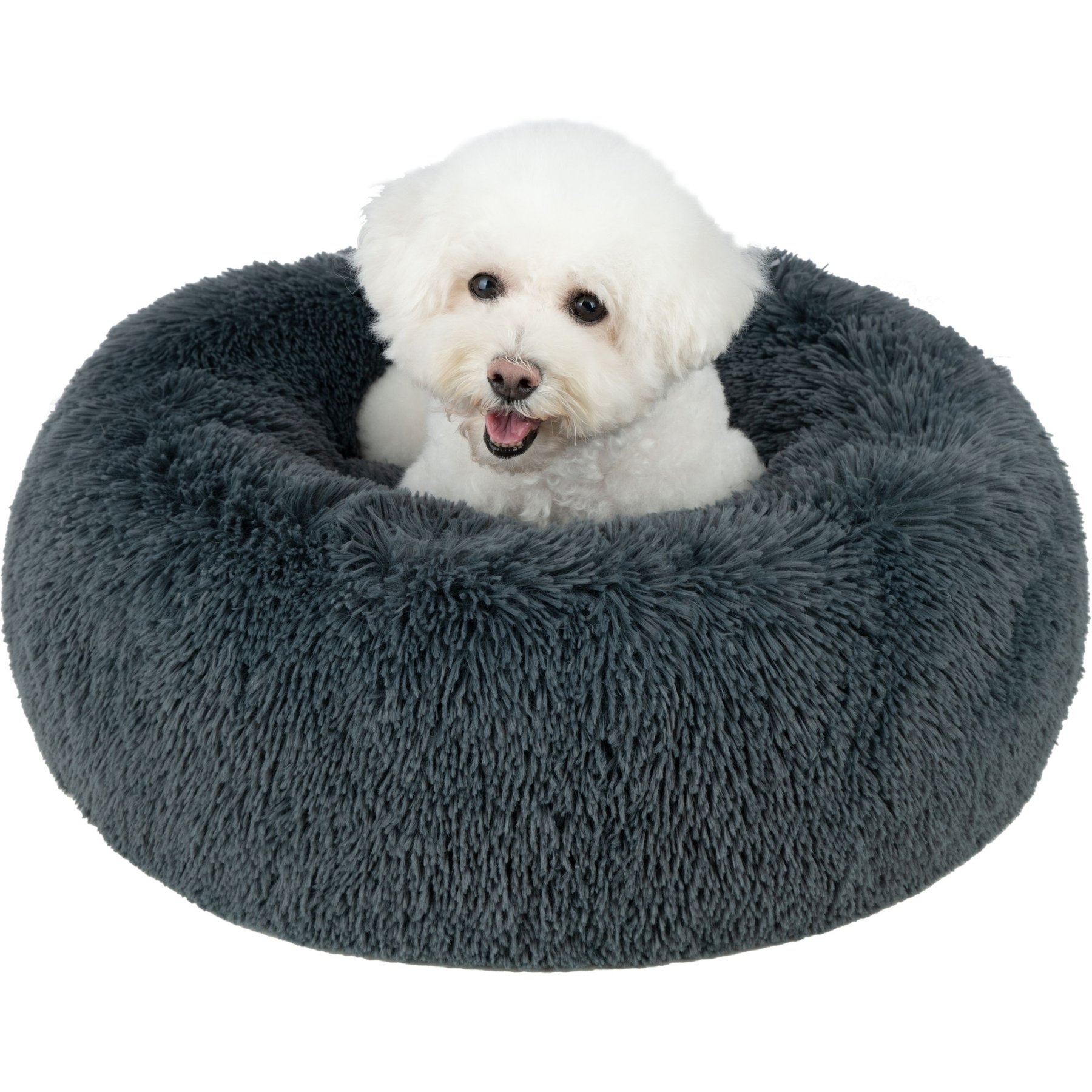Best Pet Supplies Round Calming Bolster Dog & Cat Bed, Gray, Medium