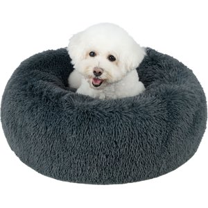 Best Pet Supplies Round Calming Bolster Dog & Cat Bed, Gray, X-Large