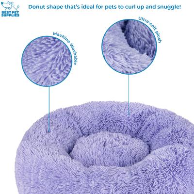Show full view: Best Pet Supplies Round Calming Bolster Dog & Cat Bed, Lavender, Medium slide 4 of 7