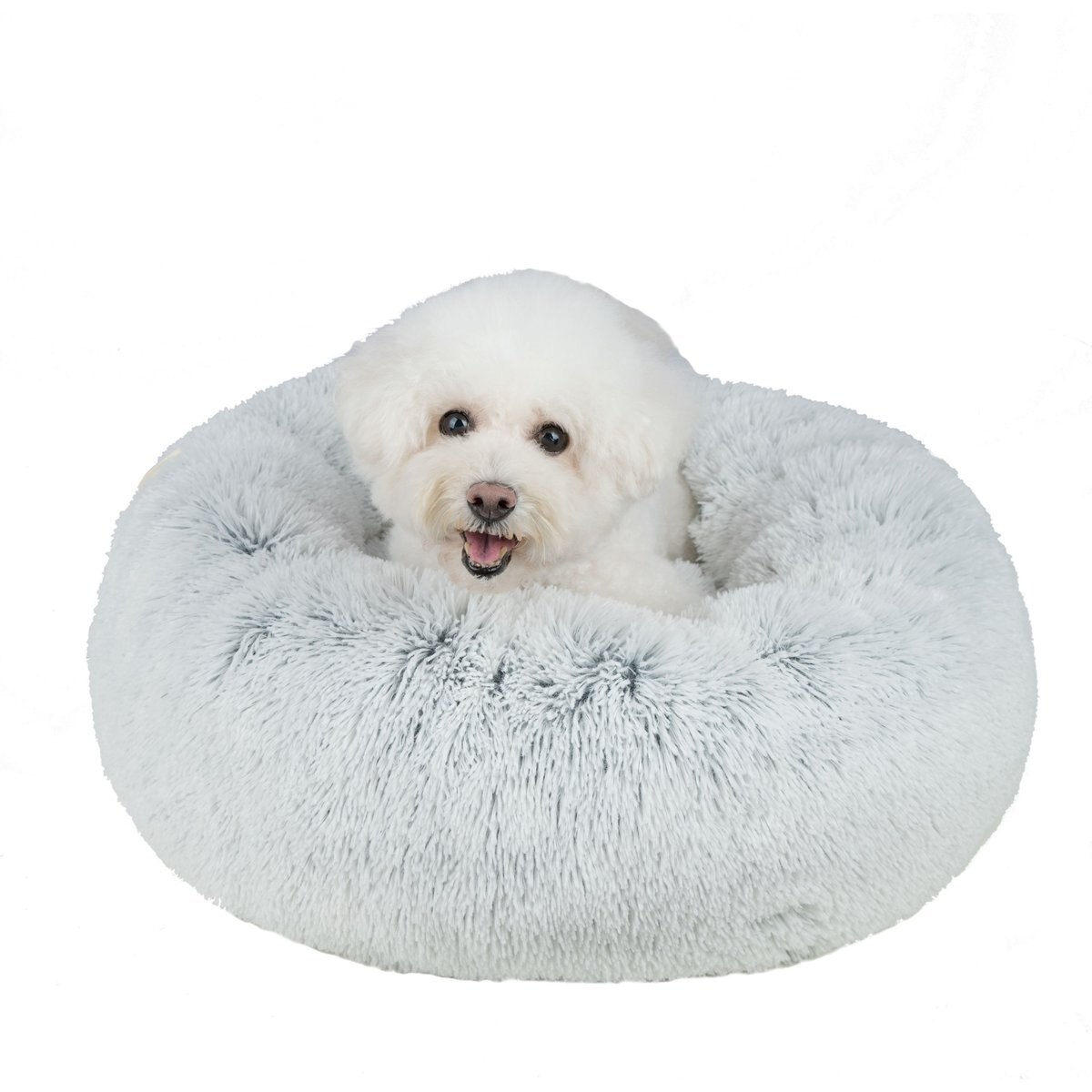 Best Pet Supplies Round Calming Bolster Dog & Cat Bed, Light Warm Gray, Large