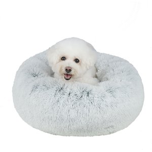 Best Pet Supplies Round Calming Bolster Dog & Cat Bed, Light Warm Gray, Large
