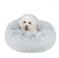 Best Pet Supplies Round Calming Bolster Dog & Cat Bed, Light Warm Gray, Medium