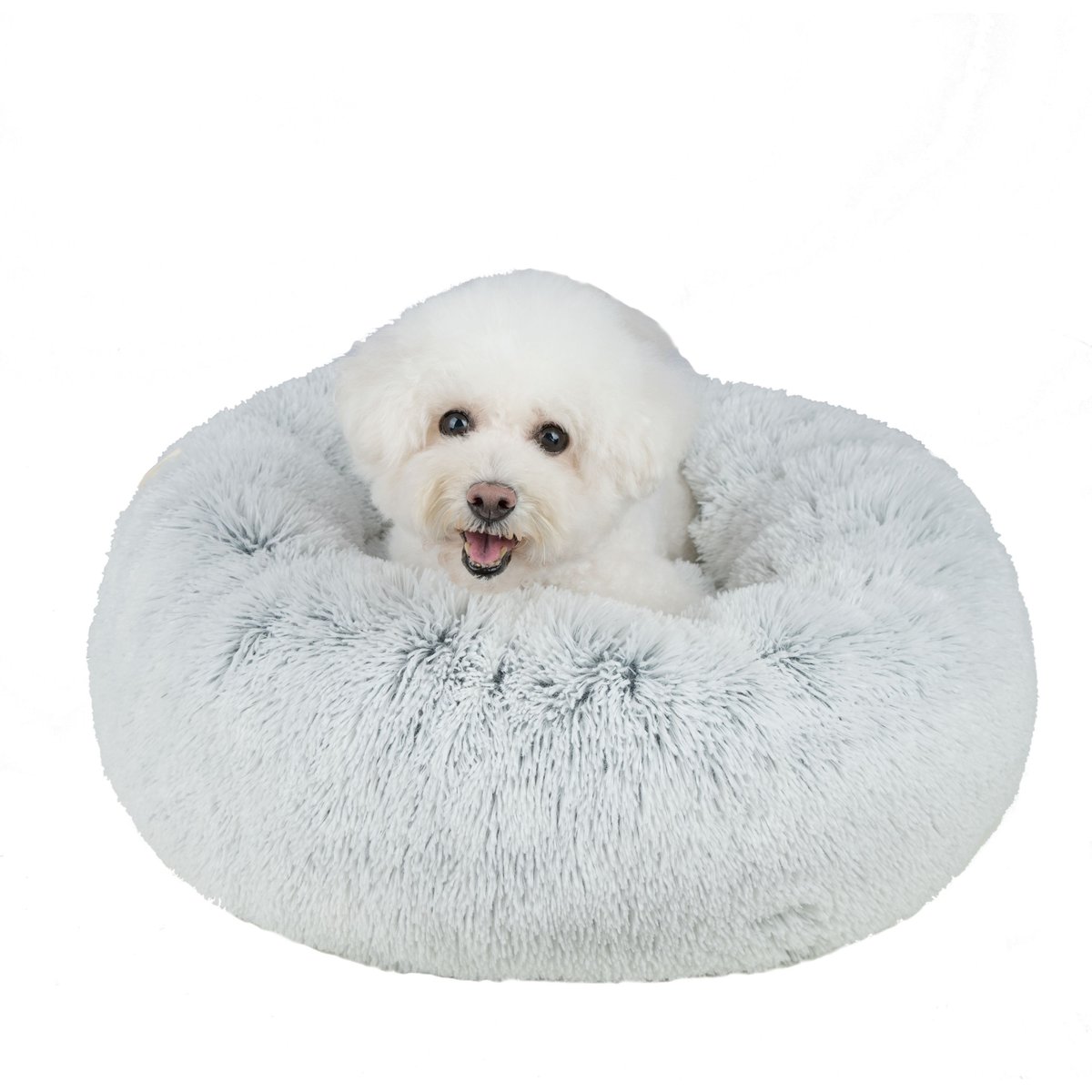 Best Pet Supplies Round Calming Bolster Dog & Cat Bed, Light Warm Gray, Small
