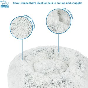 Best Pet Supplies Round Calming Bolster Dog & Cat Bed, Light Warm Gray, Small